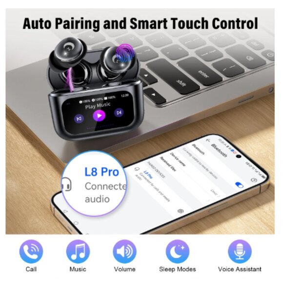 NEW Aptkdoe Bluetooth 5.4 In Ear Smart Touch Ear Buds - Picture 8 of 8